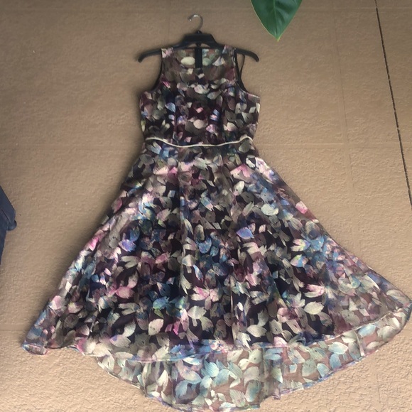 Alex Marie Sarah Embroidered Floral Print Hi-Low A-Line Midi Holiday Dress Sz 6 - Picture 9 of 13